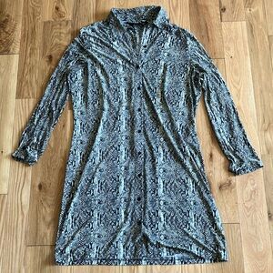 Norma Kamali snakeskin  Print button down slinky Dress